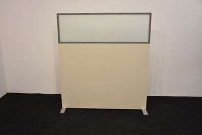 Lärmschutzwand, Stellwand, Raumtrenner, weiß mit Glaselement, Breite 120 cm, gebrauch