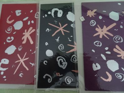 3 hochwertige Grußkarten Artebene neutral schwarz-rot-lila-silber-kupfern modern