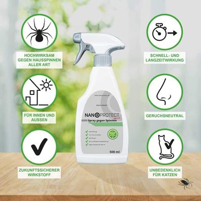 Spray gegen Spinnen - 500 ml gegen Hausspinnen aller Art Insektizid Wasserbasis