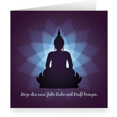 Entspannende quadratische Glückwunschkarte mit Buddha: Möge das neue Jahr Ruhe und Kr