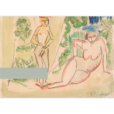 Frischer DIN A3 Malblock Motiv Ernst Ludwig Kirchner: Zwei Badende am Waldrand 1910/1