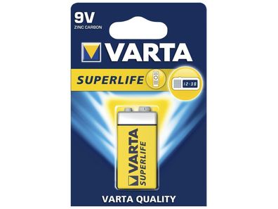 9 Volt Block VARTA ''Superlife'' Zink-Chlorid, 9V, 1er-Blister