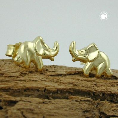 Ohrstecker Ohrring 7x10mm Elefant glänzend 9Kt GOLD