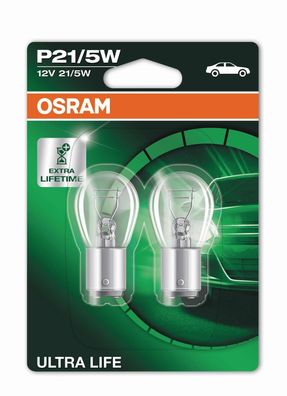 Osram PY21/5W Ultra Life, Licht + Bremslicht Glühbirnen, 2-Faden Birne