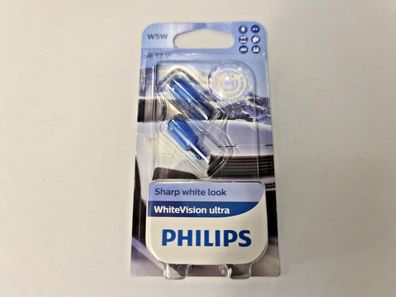 Philips W5W Standlicht, weiß Leuchtmittel, Birne 5W. Xenon Look, White Vision Ultra
