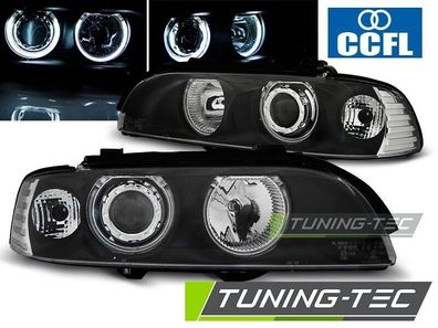 BMW E39 CCFL Angel Eyes Scheinwerfer weiße Ringe Halogen Blinker Schwarz 95-2003