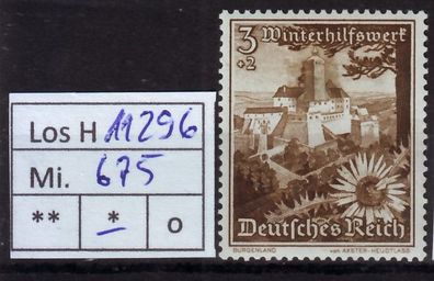 Los H11296: Deutsches Reich Mi. 675 *