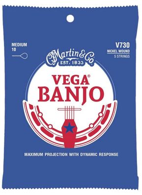 Martin V730 Vega Banjo - Saiten für 5-string Banjo (010-023) - medium