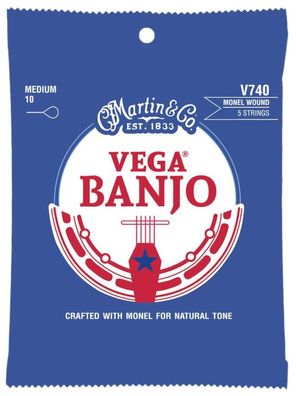 Martin V740 Vega Banjo - Saiten für 5-string Banjo - Monel wound (010-023)