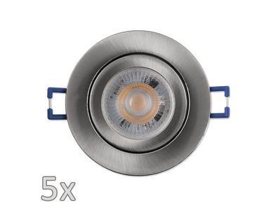 Einbauleuchten-Set McShine, 5xRahmen, 5xLED-Modul, 5W, 400lm, 230V, Edelstahl