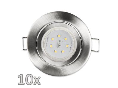 Einbauleuchten-Set McShine, 10xRahmen, 10xLED-Strahler, Edelstahl, 3W, 300lm