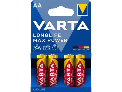 Mignon-Batterie VARTA ''Longlife Max Power'' Alkaline, Typ AA, LR06, 1,5V, 4-Pack