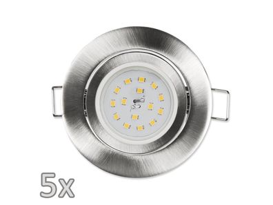 Einbauleuchten-Set McShine, 5xRahmen, 5xLED-Strahler, 5W, 400lm, 230V, Edelstahl