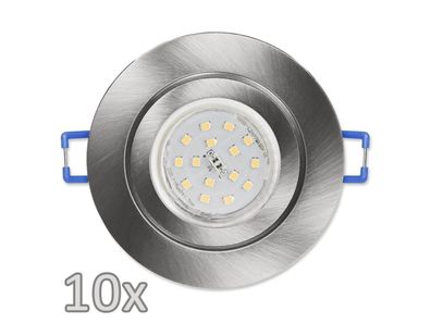 Einbauleuchten-Set McShine, 10xRahmen, 10xLED-Strahler, Edelstahl, 5W,500lm, IP44