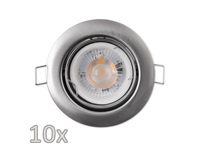 Einbauleuchten-Set McShine, 10xRahmen, 10xLED-Modul, 5W, 400lm, Edelstahl