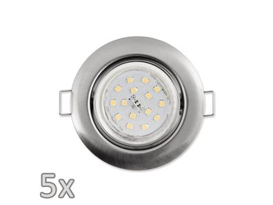 Einbauleuchten-Set McShine, 5xRahmen, 5xLED-Strahler, GU10, 5W, 500lm, Edelstahl