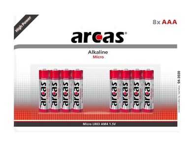 Micro-Batterie Alkaline 1,5V, Typ AAA/ LR03, 8er-Pack