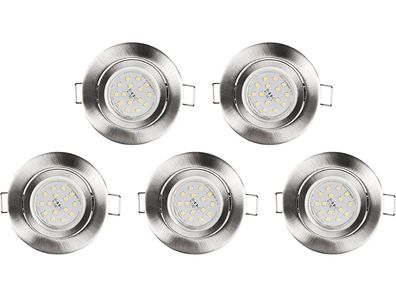 Einbauleuchten-Set McShine, 5xRahmen, 5xLED-Strahler, GU10, 5W, 500lm, Edelstahl