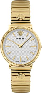 Versace VE8104822 V-Circle Lady weiss/ silber gold Edelstahl Damen Uhr NEU