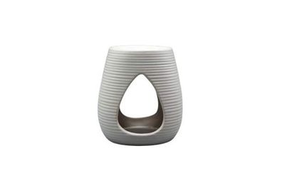 Aromalampe Duftlampe „Groove“ weiß für Teelichter / ätherische Öle aus Keramik