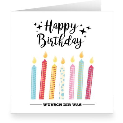 bunte Handlettering Geburtstags Glückwunschkarte innen weiß: Happy Birthday Wünsch Di