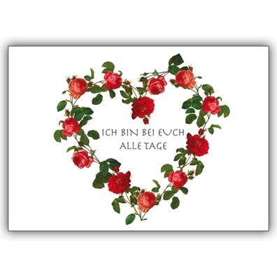 5er Set Klappkarten zum Kondolieren mit Rosen Herz für Beileidskarten - 5 1 226