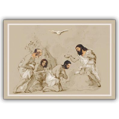5x christliche Glückwunsch Klappkarten Grußkarten mit Tauf Szene, DIN A6 gefaltet, in