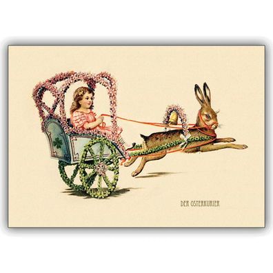 5x Vintage Oster Grusskarten: Der Oster Kurier - hochwertige Glückwunschkarten mit Um