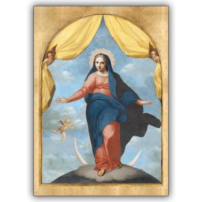 christliche Glückwunsch Klappkarte, Grußkarte mit Sichel Madonna, DIN A6 gefaltet - 1
