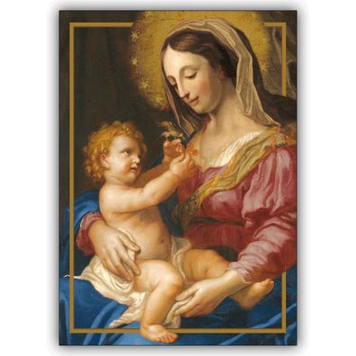 christliche Klappkarte, Grußkarte: Madonna mit Kind, DIN A6 gefaltet, inkl. Umschlag