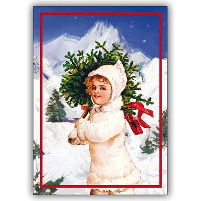 5x Weihnachtskarten, Gruß Klappkarte mit Schnee Motiv - Weihnachtsgrußkarten inkl. Um