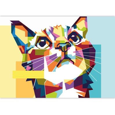 Cool Cat DIN A3 Malblock mit polygonal Katze, bunt - Bq 12017