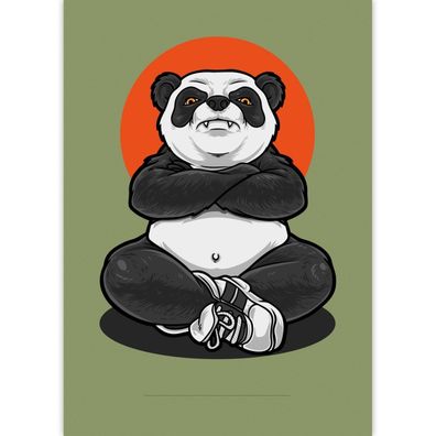 Cooler Panda DIN A3 Malblock im Gangster Stil auf grün - Bh 12027
