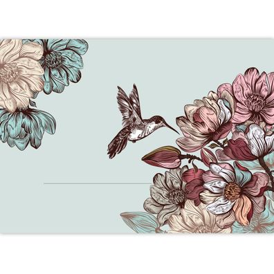 Eleganter DIN A3 Malblock mit Kolibri an großen Blüten - Bq 12019