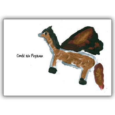 5er Set Kinder Grusskarten mit Kinderzeichnung von Pegasus - 6 0 266