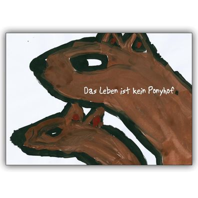 5x Spruch Grusskarten mit Wölfen: Das Leben ist kein Ponyhof - 6 0 264