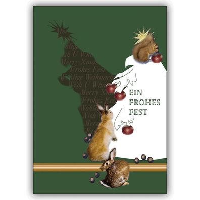 5x Festliche Weihnachtskarten mit Tieren des Waldes ? festliches Grußkarten Set mit U