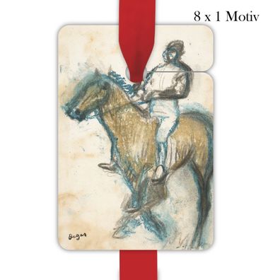 8 Degas Reiter Geschenkanhänger Tags, Format 6,9 x 10cm mit Jockey - A11401