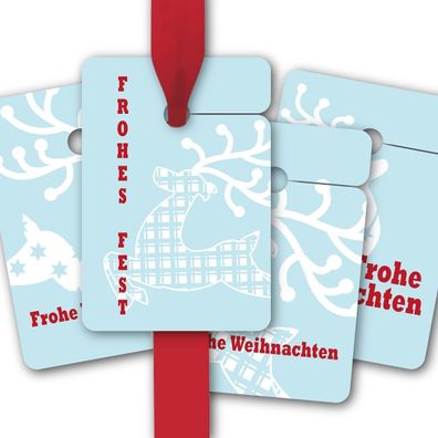 8 Geschenkanhänger mit Designer Hirschen: Frohe Weihnachten - 1 A3289