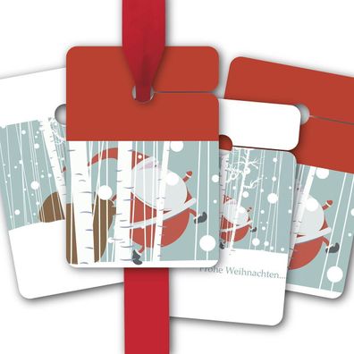 8 Geschenkanhänger mit lustig hetzendem Weihnachtsmann/ Santa Claus - 1 A3253