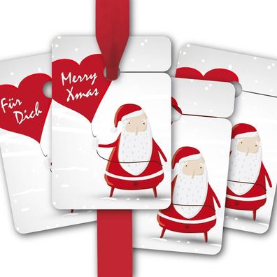 8 Geschenkanhänger mit Santa Claus im Schnee: Merry Xmas | Zum 24.12 - 1 A3286