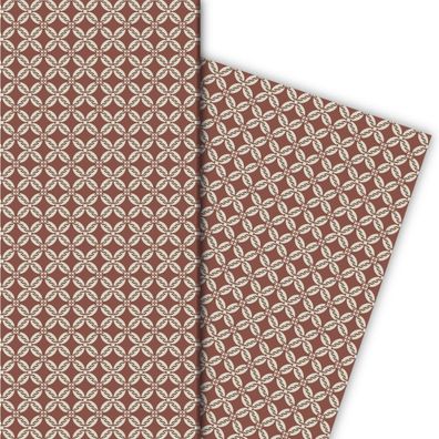 20er Jahre Muster Geschenkpapier Set im Vintage Design, braun, Format - G8641, 32 x 4