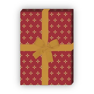 70er Retro Geschenkpapier mit kleinem Sternen Muster, rot, - G8379, 32 x 48cm