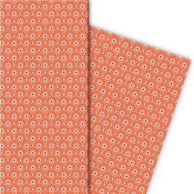 Blüten Geschenkpapier mit Margheriten, orange rot - G11481, 32 x 48cm