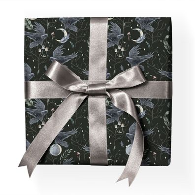 Cooles Geschenkpapier: Herbst Geschenkpapier mit Raben und Mond - G22126, 32 x 47,5
