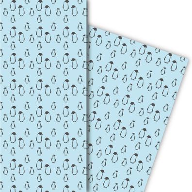 Cooles Pinguin Geschenkpapier - nicht nur für Weihnachten - auf hellblau - G5203, 32