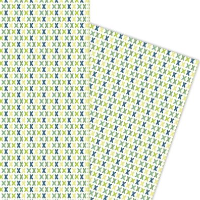 Das 1000 Küsse Geschenkpapier mit lauter kleinen x in grün - G5881, 32 x 48cm
