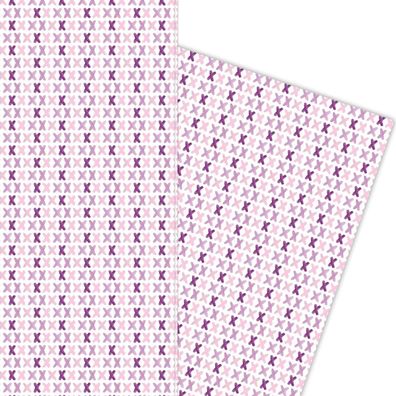 Das 1000 Küsse Geschenkpapier mit lauter kleinen x in lila - G5883, 32 x 48cm