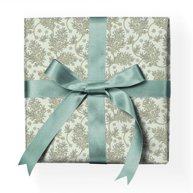 Delikates Jugendstil Geschenkpapier mit zarten Blatt und Blüten Ranken - G22181, 32 x