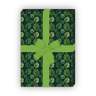 Designer Geschenkpapier Set, Dekorpapier im Batik Blättern, grün - G8739, 32 x 48cm
